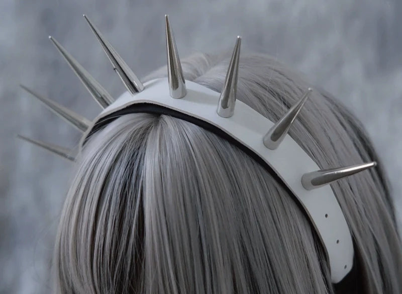 Strange Sugar - Punk Gothic Lolita KC Faux Leather Rivet Hair Accessories