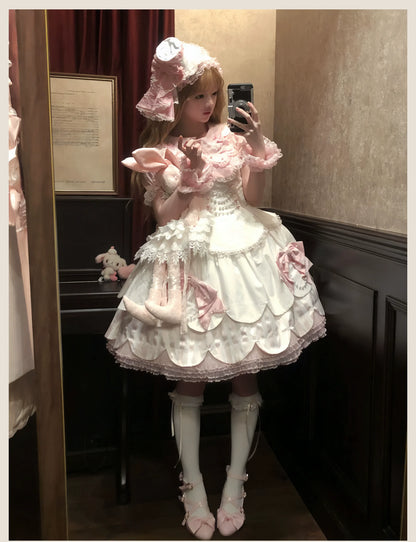 TaTaTa Lolita - Pearl Princess - Old School Lolita Jumper Dress Outfit, Petal Hem