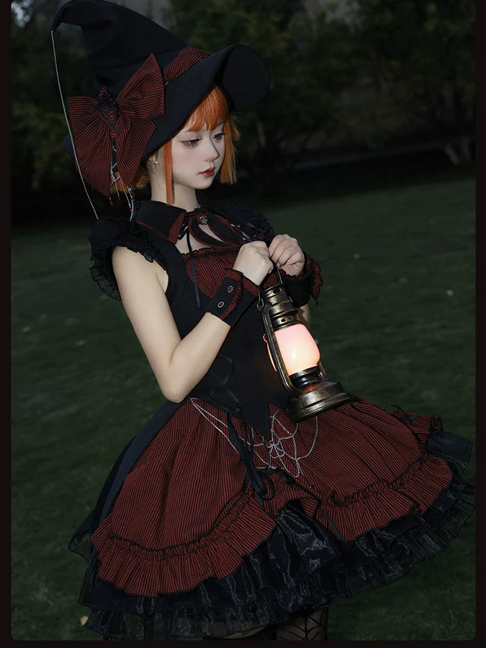 Alice Girl - Lolita Potion - Gothic Lolita Witch Hat and Striped Side Clips