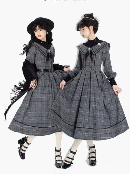 ZeeYe - Maple Dan Bai Lu - Classic Lolita Plaid Dress Long Sleeved OP