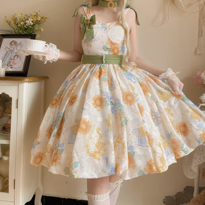 Akiyama Future Studio - Sunflower Print Lolita JSK Dress in Breathable Light Fabric