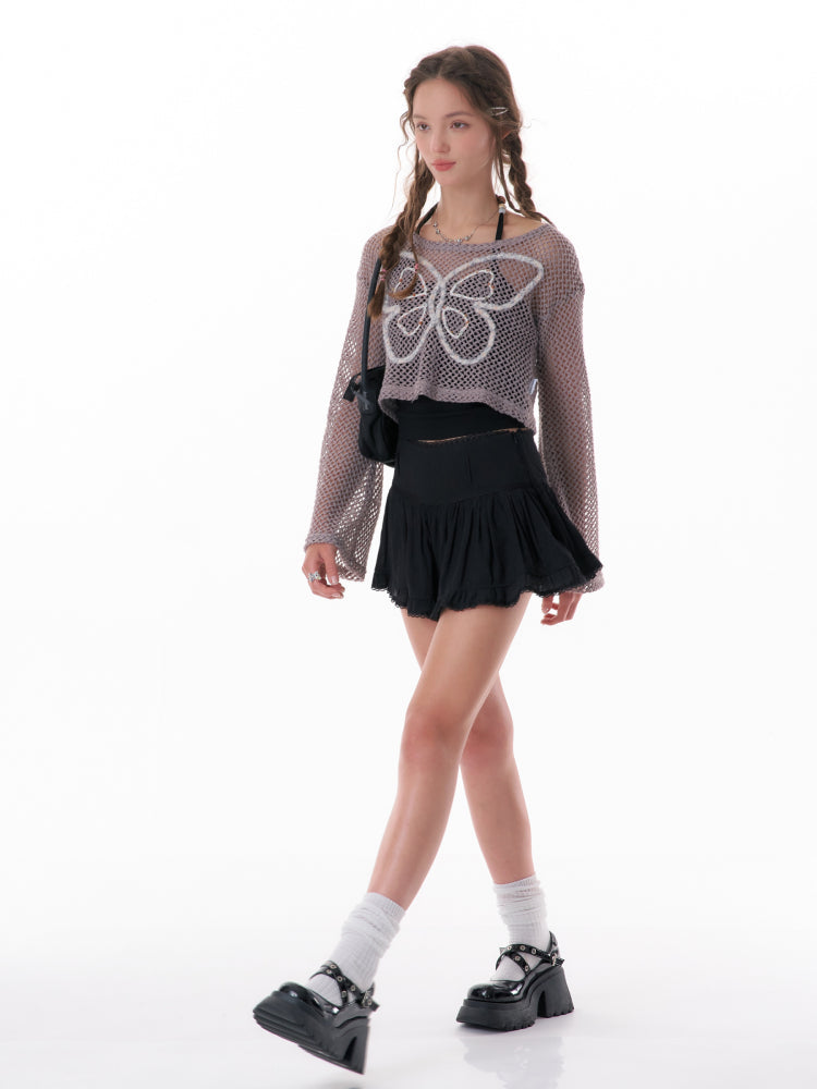 Butterfly short long sleeve knit【s0000007834】