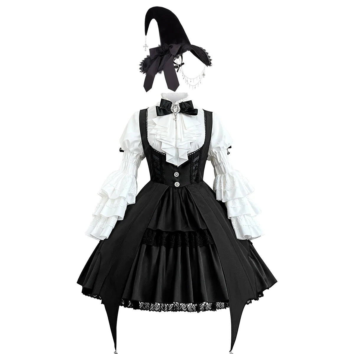 Your Princess - Dawn Witch - Black Gothic Lolita JSK Dress + White Blouse