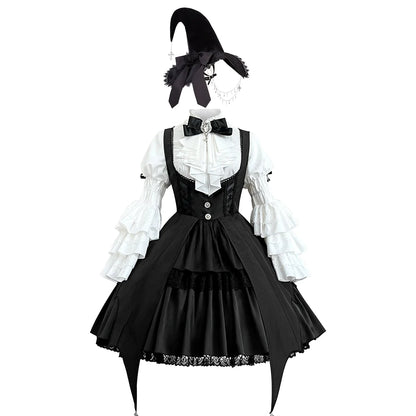 Your Princess - Dawn Witch - Black Gothic Lolita JSK Dress + White Blouse