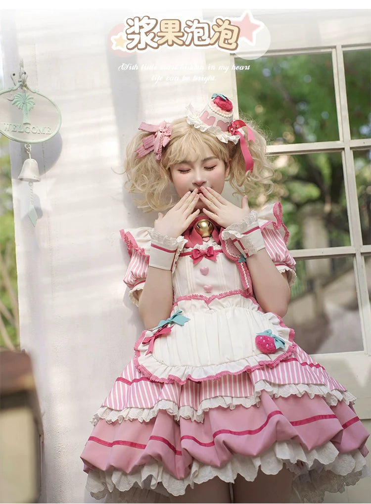 Sakurahime - Berry Bubble - Cute Lolita OP Dress Two Kawaii Styles