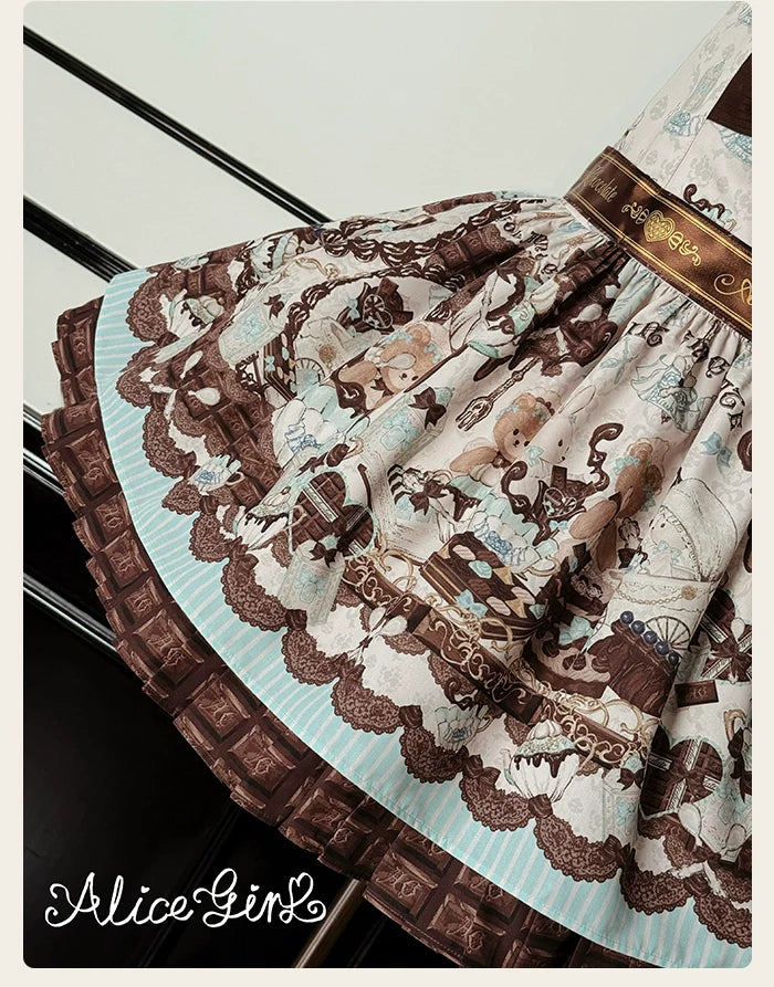 Alice Girl - Bear Chocolate Bar - Kawaii Lolita JSK & Salopette Dress