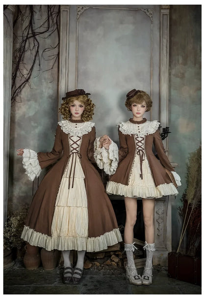 With PUJI - Walnut Box - Classic Lolita OP Dress Suit, Flared Sleeve