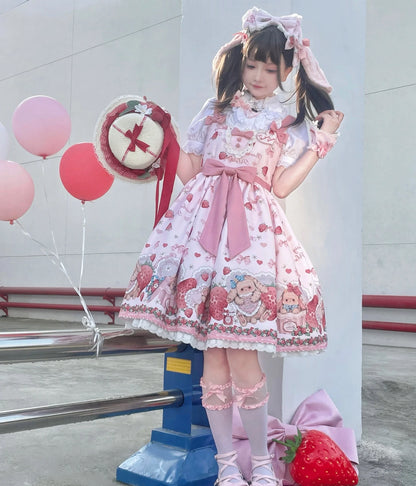 Polaris Lolita - Rabbit Berry Gift Box - Sweet Lolita JSK Pink Lolita Dress