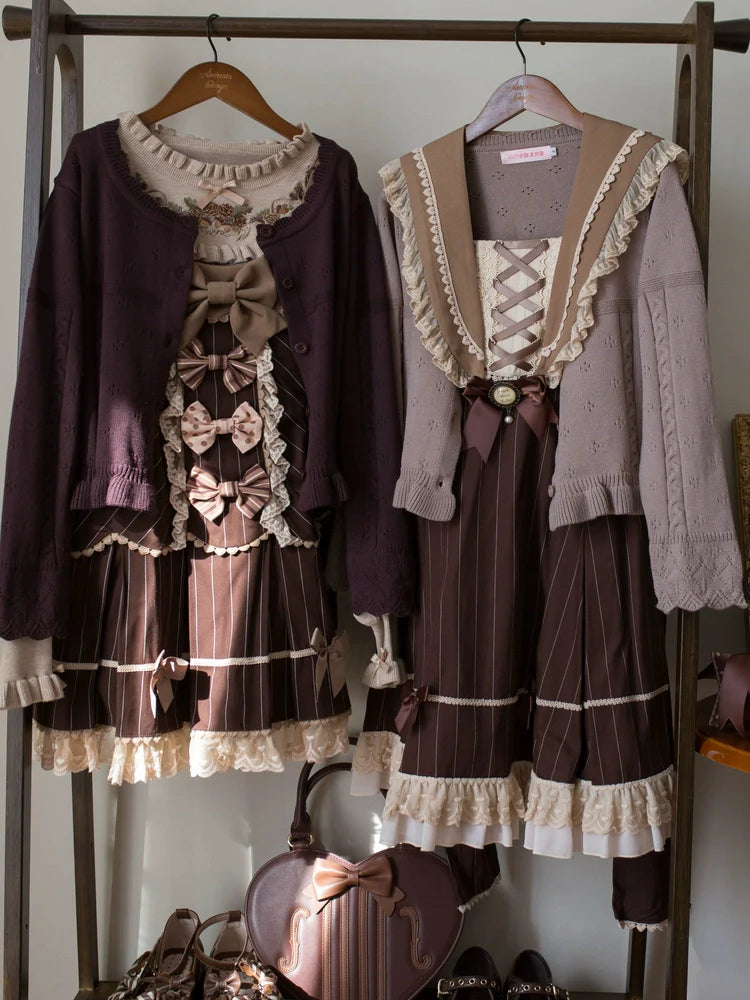 MIST - Kawaii Lolita Sweater Cardigan, Ruffled Lace Hem