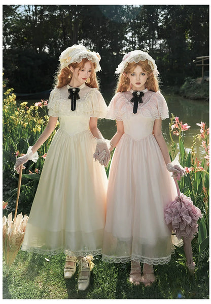 With PUJI - Morning Mist Estate - Twins Classic Lolita OP Dress, Edward Collar