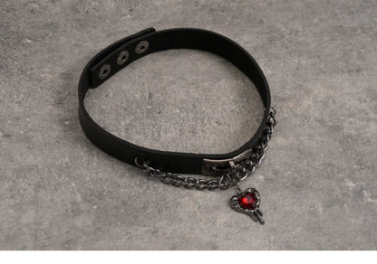 Strange Sugar - Gothic Lolita Choker Faux Leather Heart Pendant Necklace