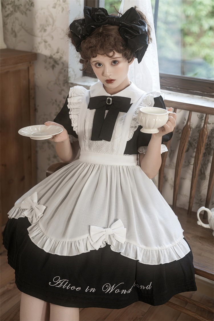 Letters from Unknown Star - Sweet Alice - Short Sleeves Maid Lolita OP