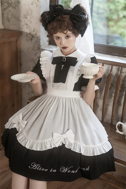 Letters from Unknown Star - Sweet Alice - Short Sleeves Maid Lolita OP