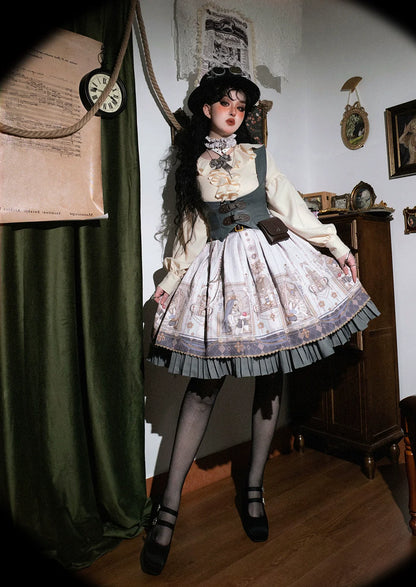 Miss Point - Demon Hunting Notes - Gothic Lolita Cross Print Short Skirt