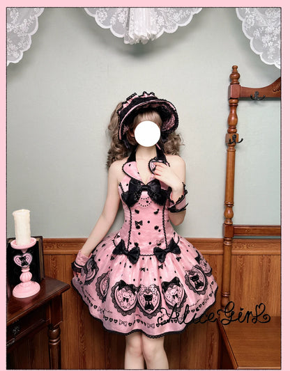 Alice Girl - Brown Sugar Bear - Printed Sweet Lolita Dress, Multiple Styles