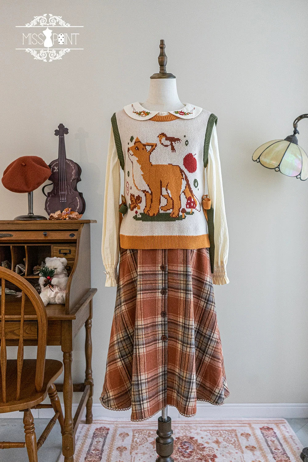 Miss Point - Chubby Fox in the Forest - Kawaii Lolita Vest Customized Lolita Sweater