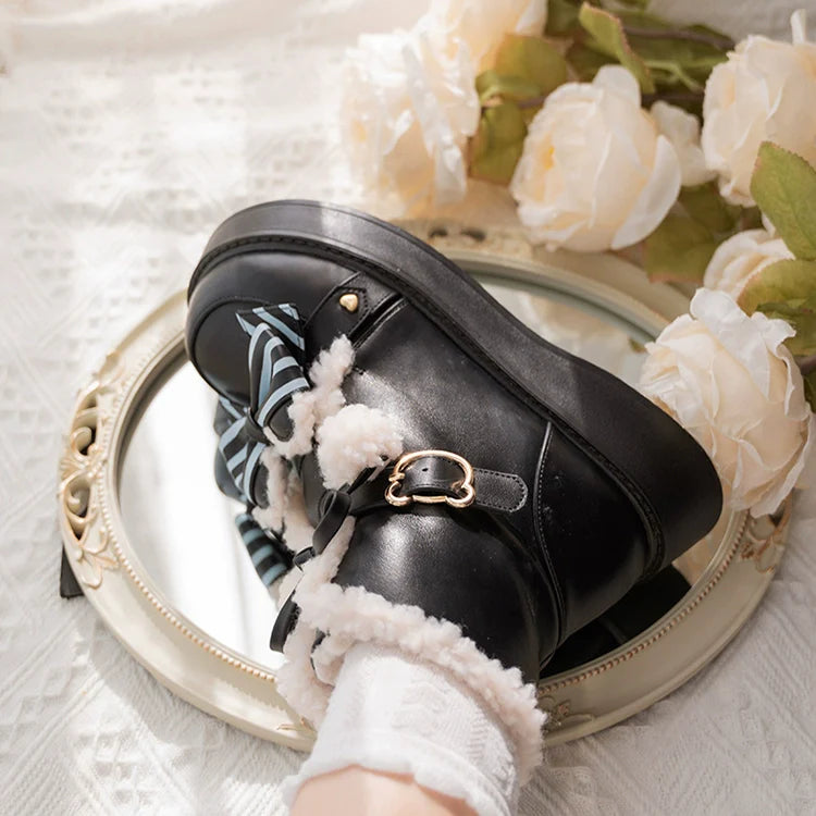 Beauty Bunny - Milk Bear - Winter Lolita Shoes Thick Sole Fleece Snow Boots