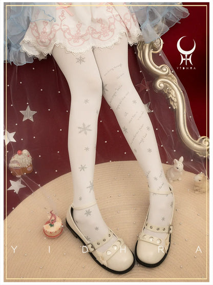 Yidhra - Snow Deer Search - Winter Lolita Pantyhose Kawaii Christmas Pantyhose