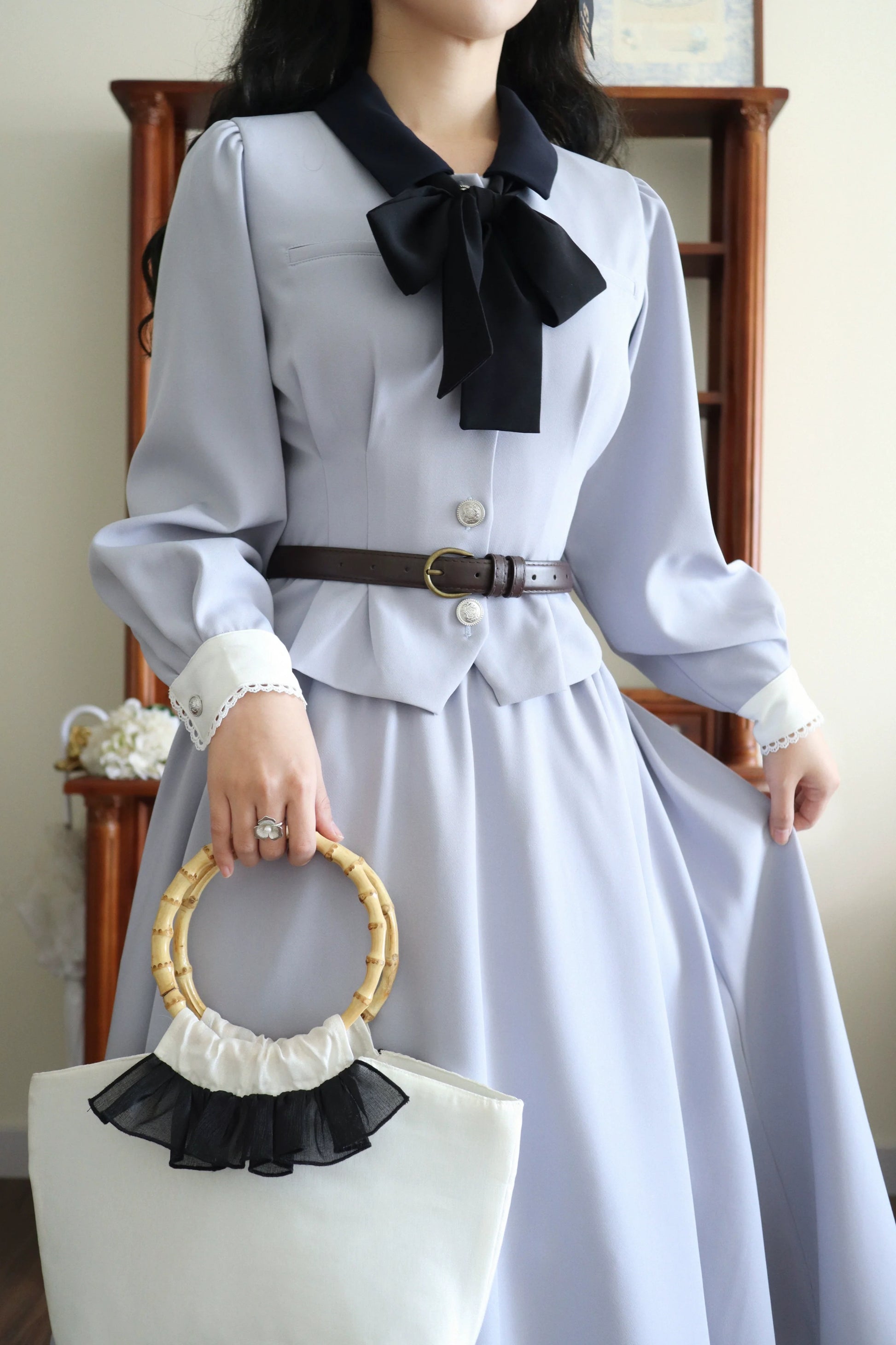 Sweet Wood - Daily Lolita Skirt Set Long sleeve Coat Dress Set