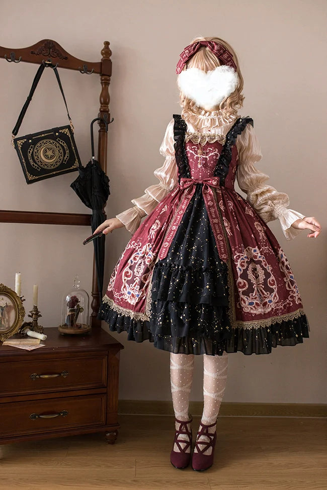 Cheese Cocoa - Star Drop Ceremony - Elegant Lolita JSK Printing Open Front Dress and Blouse Set