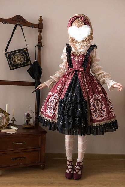 Cheese Cocoa - Star Drop Ceremony - Elegant Lolita JSK Printing Open Front Dress and Blouse Set