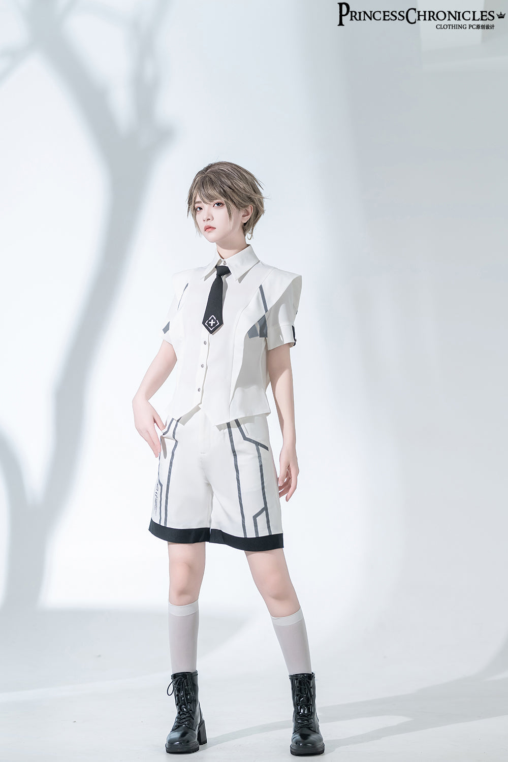 Princess Chronicles - Dry sea and Ashlar - Handsome Futuristic Style White Short Set