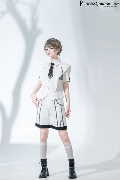 Princess Chronicles - Dry sea and Ashlar - Handsome Futuristic Style White Short Set