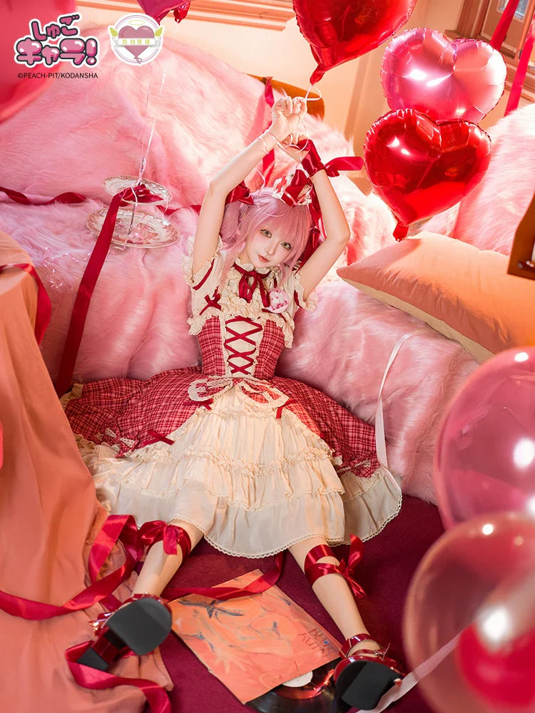Confession Balloon - Red Plaid Cake Skirt - IP Collab Lolita Plaid JSK Dress
