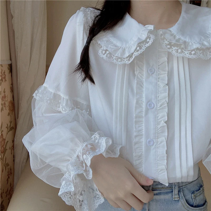 Sugar Girl - Sweet Lolita Shirt White Doll Collar Shirt