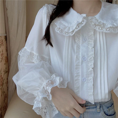 Sugar Girl - Sweet Lolita Shirt White Doll Collar Shirt