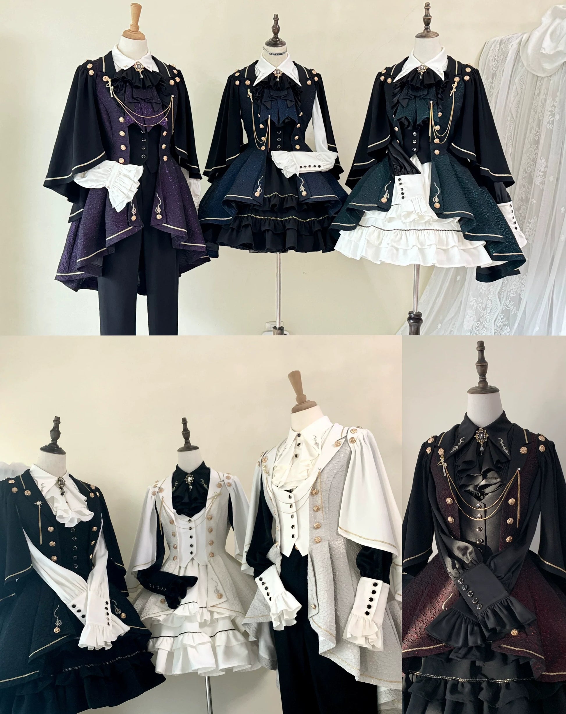 SilentMars - Fallen Moon Rule - Military Lolita Shirt Set Retro Knight Style Blouse