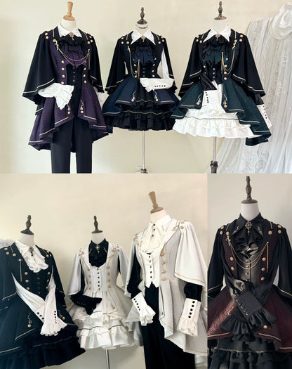 SilentMars - Fallen Moon Rule - Military Lolita Shirt Set Retro Knight Style Blouse