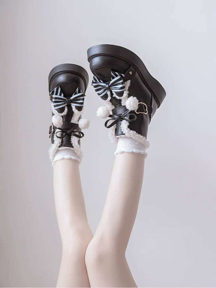 Beauty Bunny - Milk Bear - Winter Lolita Shoes Thick Sole Fleece Snow Boots