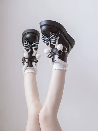 Beauty Bunny - Milk Bear - Winter Lolita Shoes Thick Sole Fleece Snow Boots