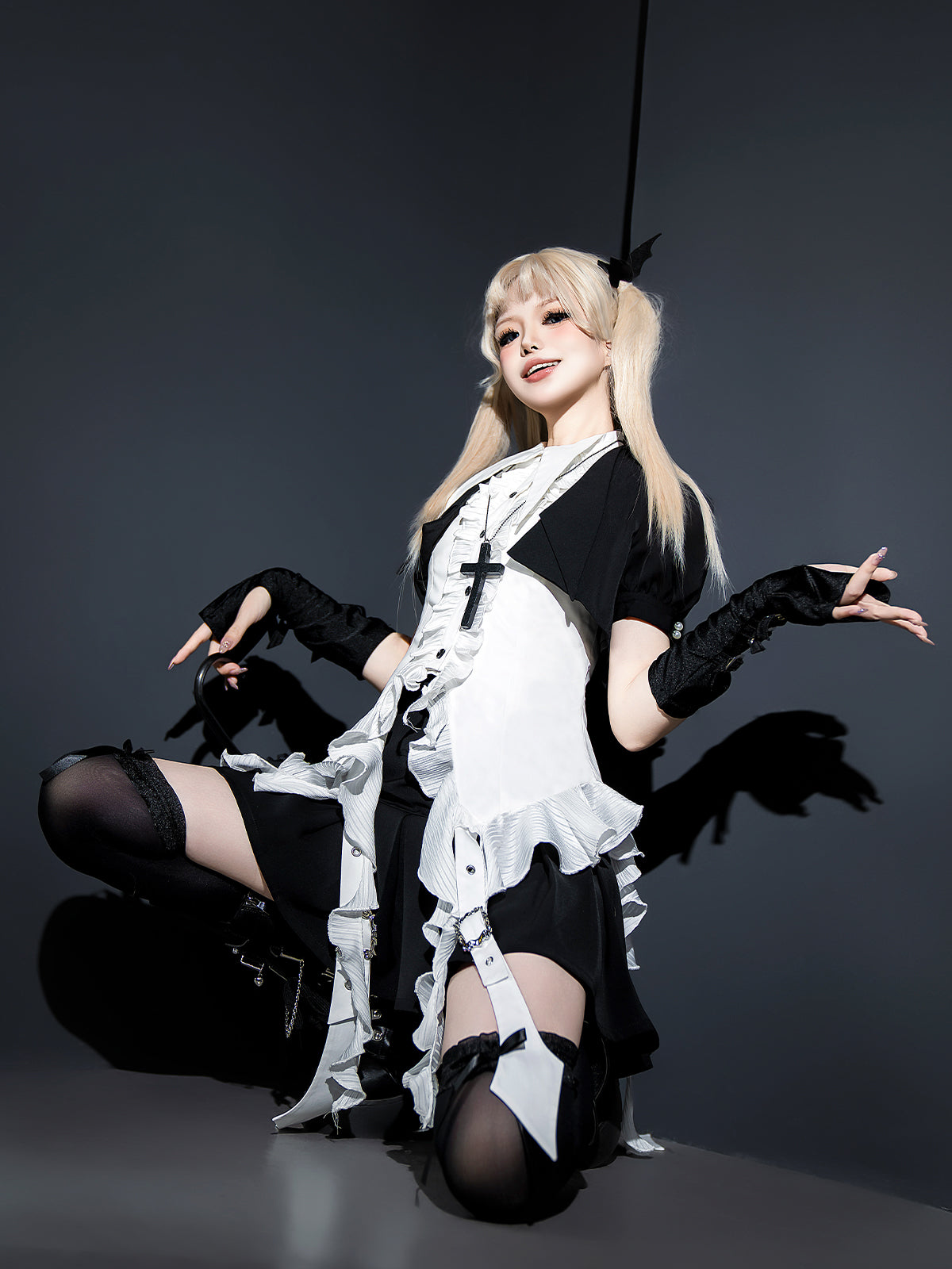 Designer's Gift - Shard Gem - Gothic Lolita Skirt Set with Sleeveless Shirt & Short Jacket