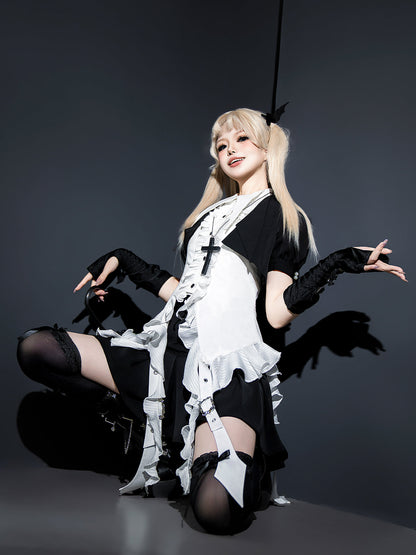 Designer's Gift - Shard Gem - Gothic Lolita Skirt Set with Sleeveless Shirt & Short Jacket