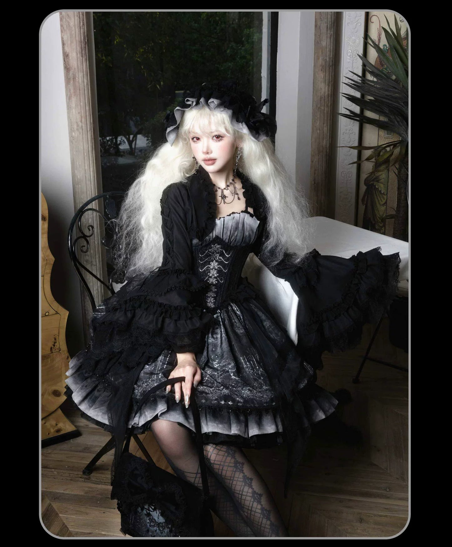 Susin Lolita - Bone-Eroded Butterfly - Gothic Lolita JSK & SK Set