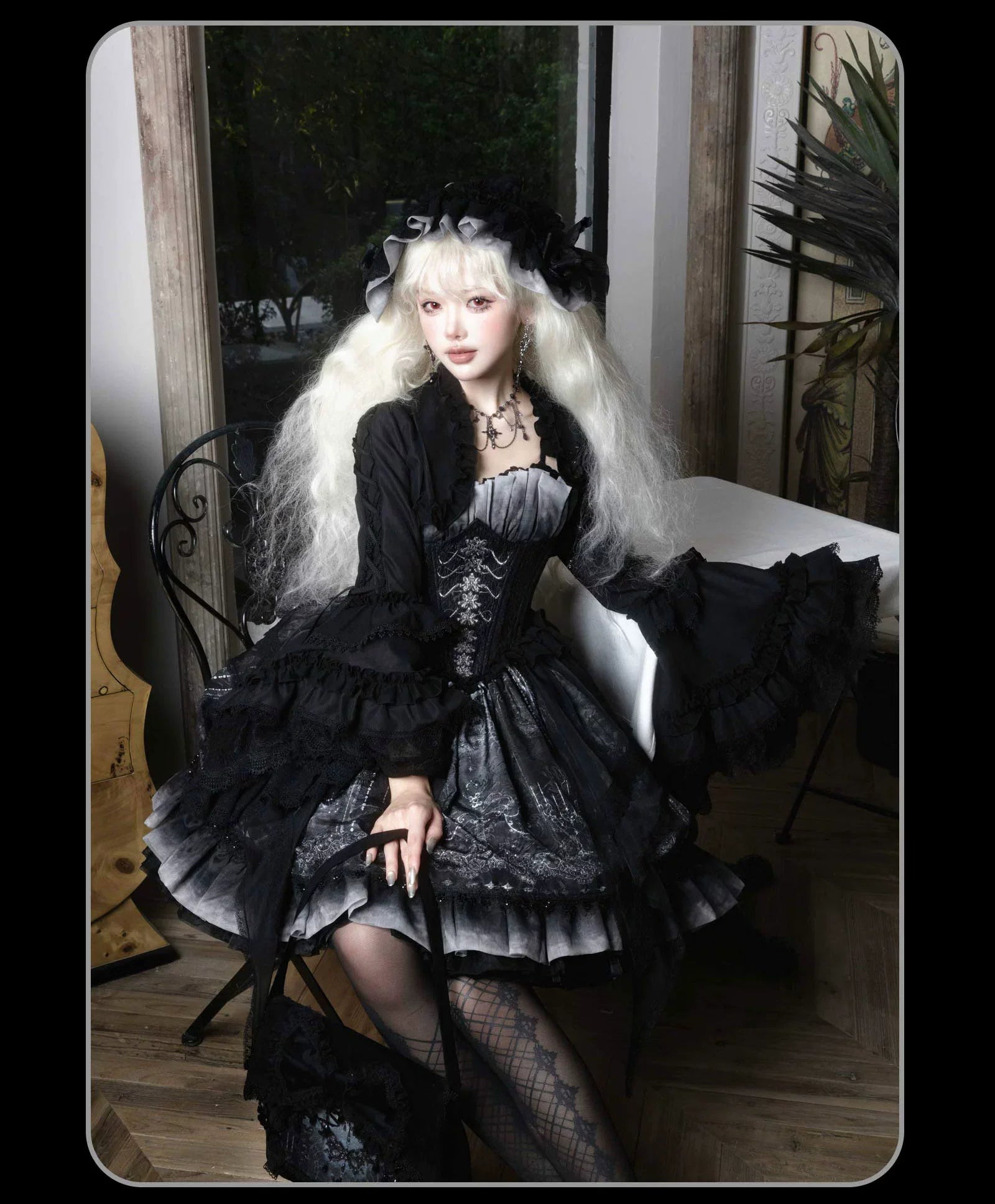 Susin Lolita - Bone-Eroded Butterfly - Gothic Lolita JSK & SK Set