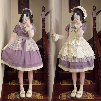 Uncle's Workshop - Mist among Flowers - Sweet Lolita OP Ruffles Lolita Apron and KC