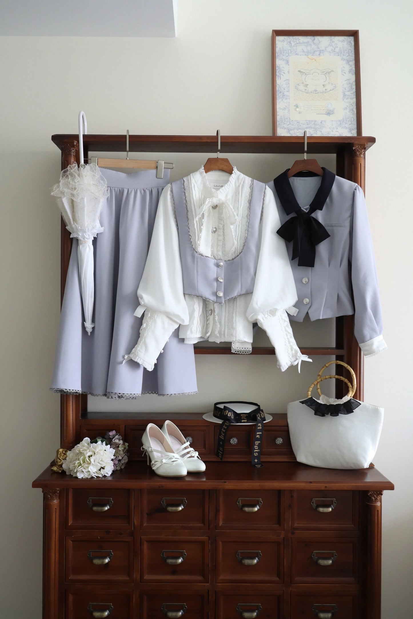 Sweet Wood - Daily Lolita Skirt Set Long sleeve Coat Dress Set