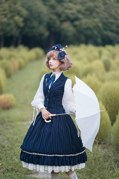 Miss Point - Rose Doll - Elegant Lolita Striped Fishbone Skirt