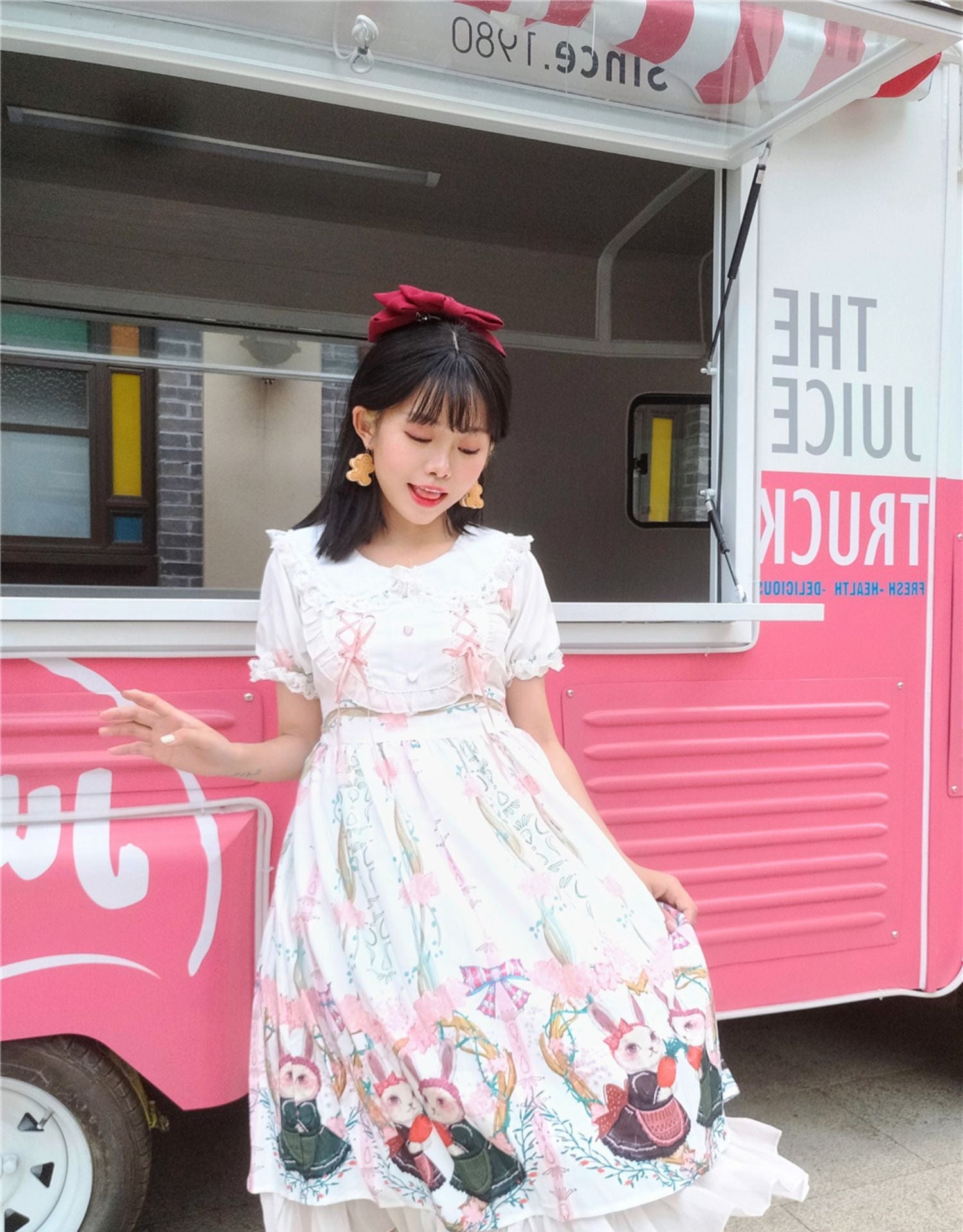 Niu Niu - Picnic Bunny Girl - Plus Size Lolita JSK Short Sleeve OP Dress