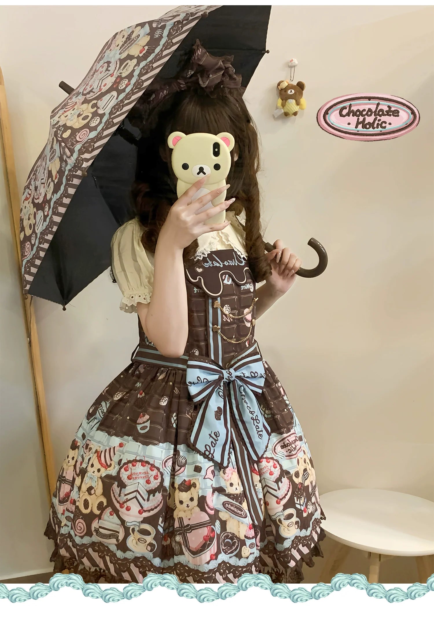 Sweet Dream Sheep - Chocolate Bear - Sweet Lolita Salopette High Waist Dress