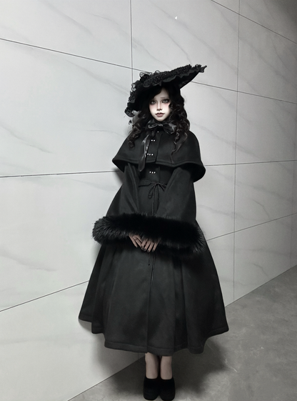 The Original Witch - Silent Hill - Winter Long Gothic Lolita Coat, Detachable Cape