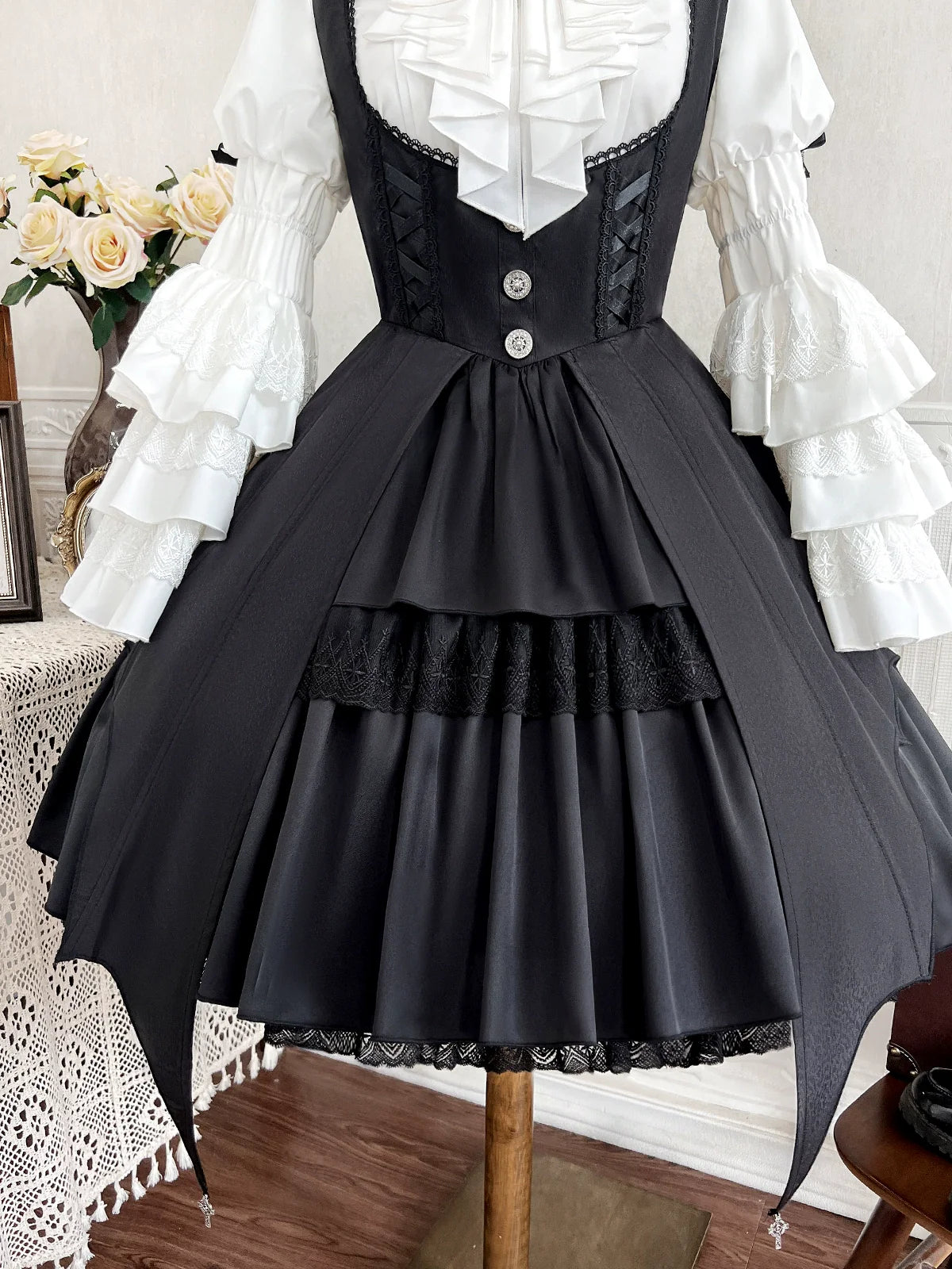 Your Princess - Dawn Witch - Black Gothic Lolita JSK Dress + White Blouse