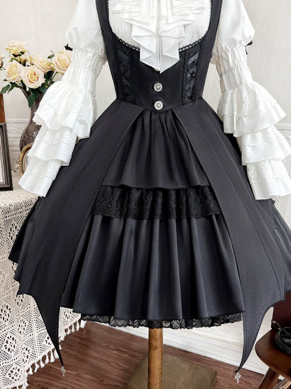 Your Princess - Dawn Witch - Black Gothic Lolita JSK Dress + White Blouse