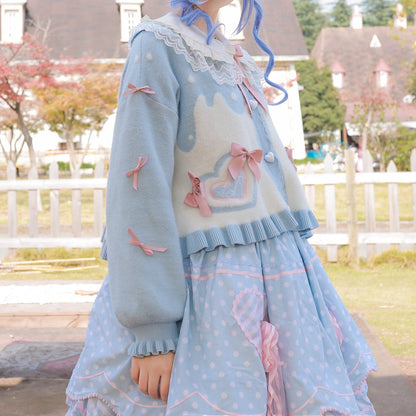 MIST - Beating Heart - Sweet Lolita Thick Sweater Coat Puff Sleeve