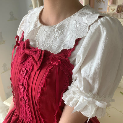 Flower Banquet - Kawaii Lolita Cotton Bunny Embroidery Blouse