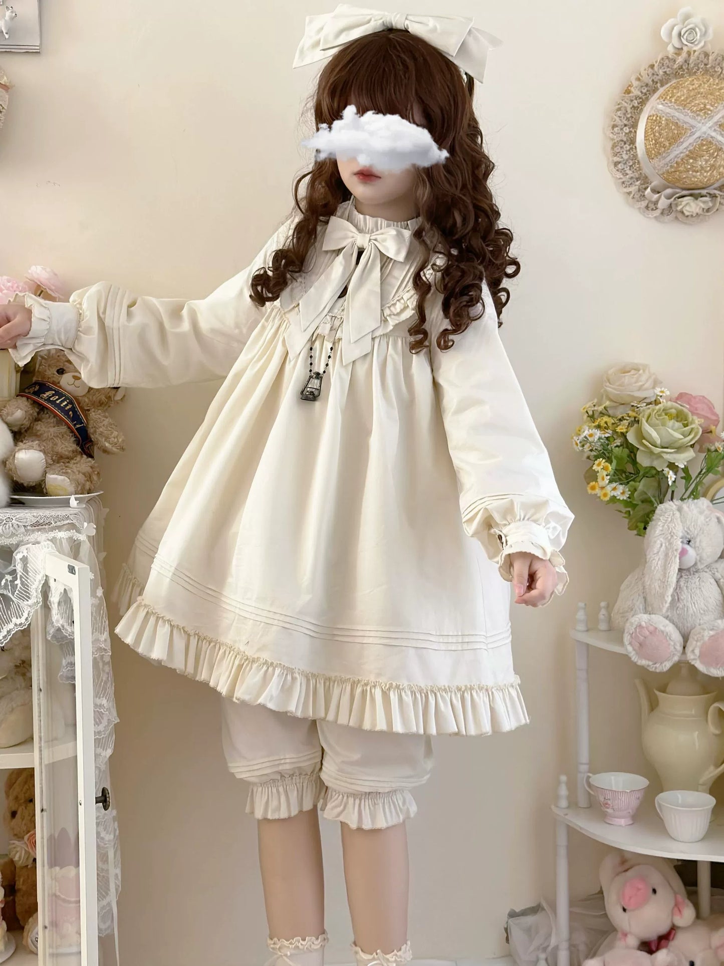 Uncle's Workshop - Lullaby - Cotton Lolita OP Dress Kawaii Lolita Bloomers