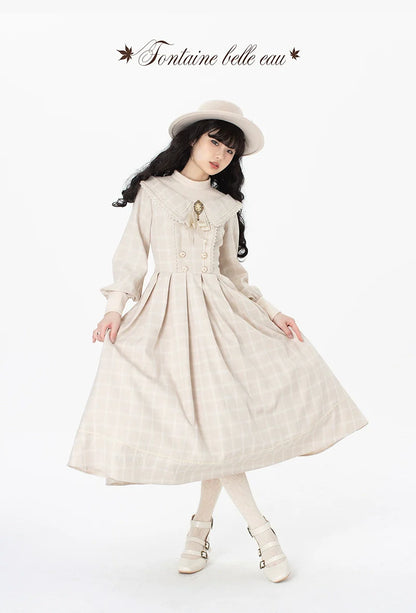 ZeeYe - Maple Dan Bai Lu - Classic Lolita Plaid Dress Long Sleeved OP